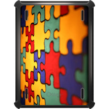 DistinctInk™ OtterBox Defender Series Case for Apple iPad / iPad Pro / iPad Air / iPad Mini - Red Blue Yellow Puzzle Pieces