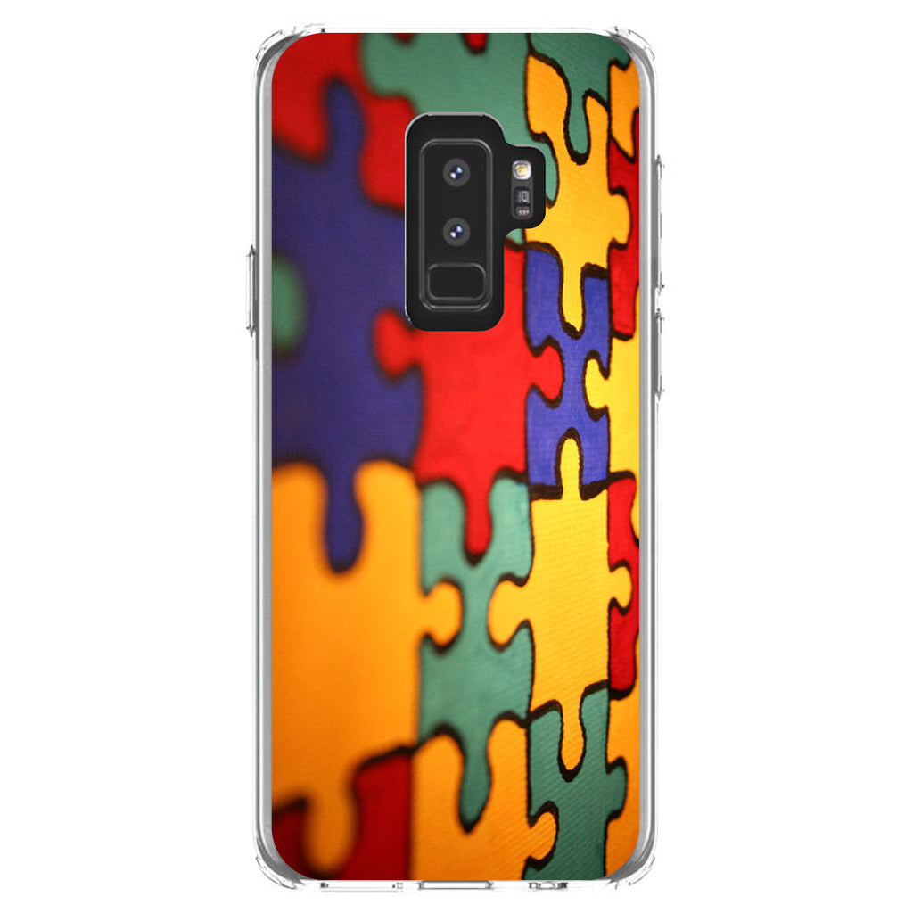 Red Blue Yellow Puzzle Pieces Clear Shockproof iPhone Case, view 20