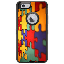 DistinctInk™ OtterBox Defender Series Case for Apple iPhone / Samsung Galaxy / Google Pixel - Red Blue Yellow Puzzle Pieces