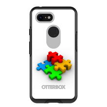 DistinctInk™ OtterBox Symmetry Series Case for Apple iPhone / Samsung Galaxy / Google Pixel - Red Blue Yellow 3D Puzzle Pieces