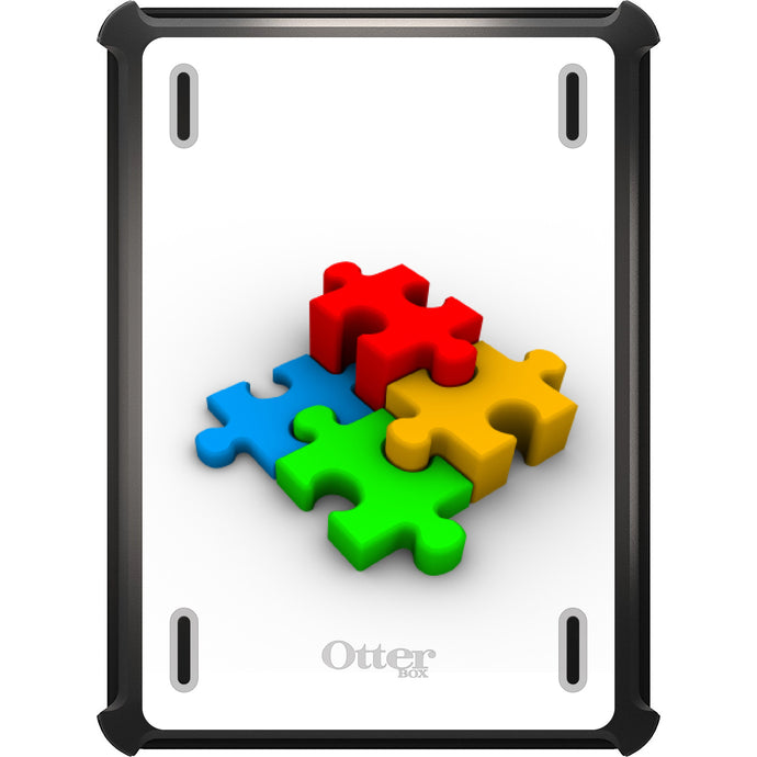 DistinctInk™ OtterBox Defender Series Case for Apple iPad / iPad Pro / iPad Air / iPad Mini - Red Blue Yellow 3D Puzzle Pieces
