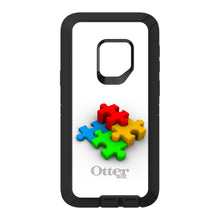 DistinctInk™ OtterBox Defender Series Case for Apple iPhone / Samsung Galaxy / Google Pixel - Red Blue Yellow 3D Puzzle Pieces