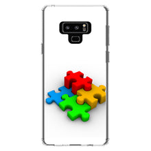 DistinctInk® Clear Shockproof Hybrid Case for Apple iPhone / Samsung Galaxy / Google Pixel - Red Blue Yellow 3D Puzzle Pieces