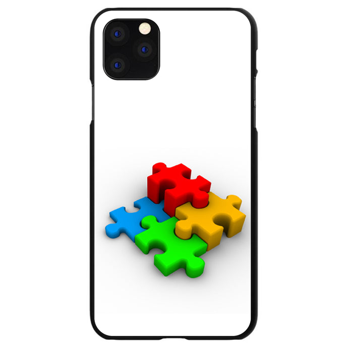 DistinctInk® Hard Plastic Snap-On Case for Apple iPhone or Samsung Galaxy - Red Blue Yellow 3D Puzzle Pieces