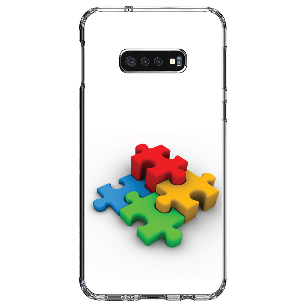 Red Blue Yellow 3D Puzzle Pieces Clear Shockproof iPhone Case, view 18