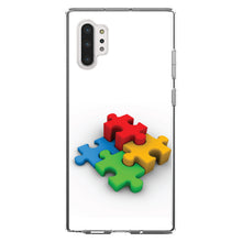 DistinctInk® Clear Shockproof Hybrid Case for Apple iPhone / Samsung Galaxy / Google Pixel - Red Blue Yellow 3D Puzzle Pieces