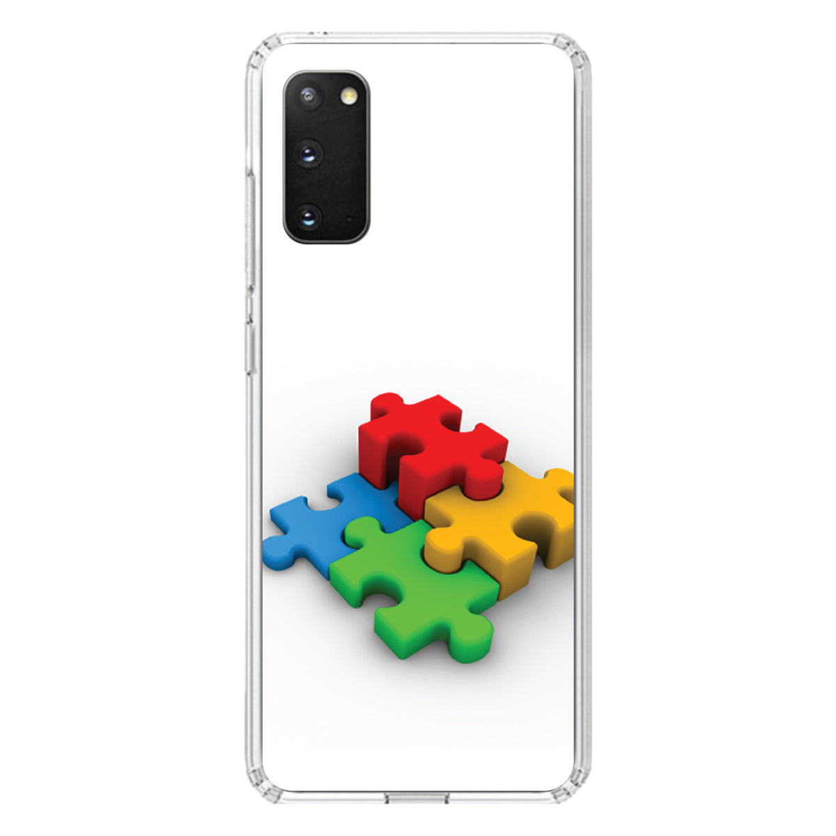 Red Blue Yellow 3D Puzzle Pieces Clear Shockproof iPhone Case, view 13