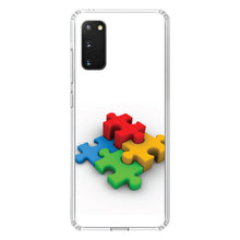 DistinctInk® Clear Shockproof Hybrid Case for Apple iPhone / Samsung Galaxy / Google Pixel - Red Blue Yellow 3D Puzzle Pieces