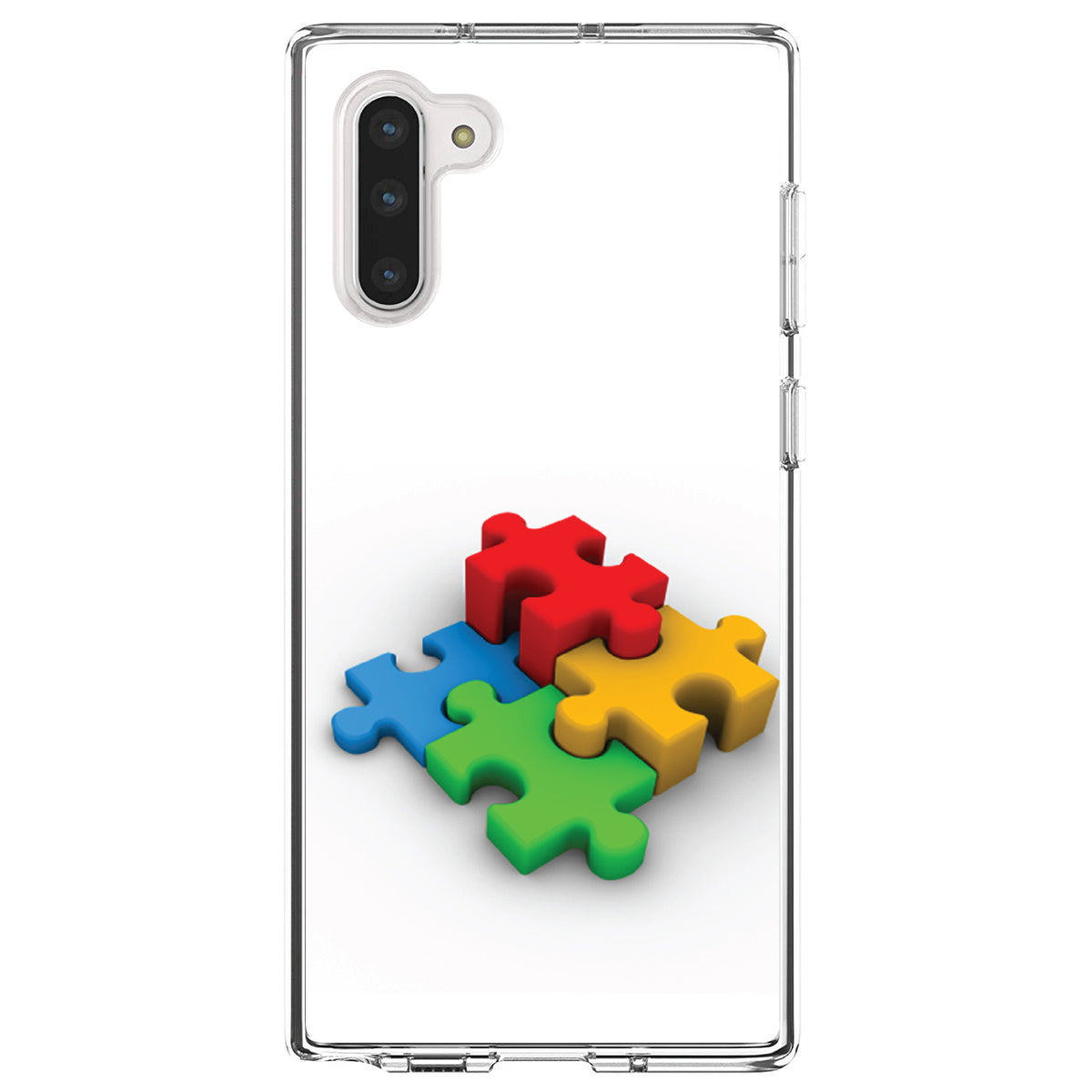 Red Blue Yellow 3D Puzzle Pieces Clear Shockproof iPhone Case, view 9