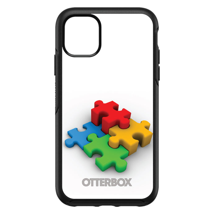 DistinctInk™ OtterBox Symmetry Series Case for Apple iPhone / Samsung Galaxy / Google Pixel - Red Blue Yellow 3D Puzzle Pieces