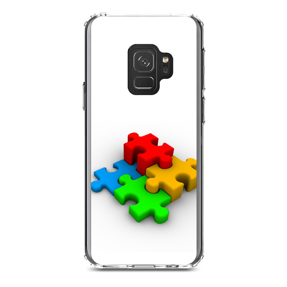 Red Blue Yellow 3D Puzzle Pieces Clear Shockproof iPhone Case, view 19