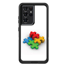 DistinctInk™ OtterBox Defender Series Case for Apple iPhone / Samsung Galaxy / Google Pixel - Red Blue Yellow 3D Puzzle Pieces
