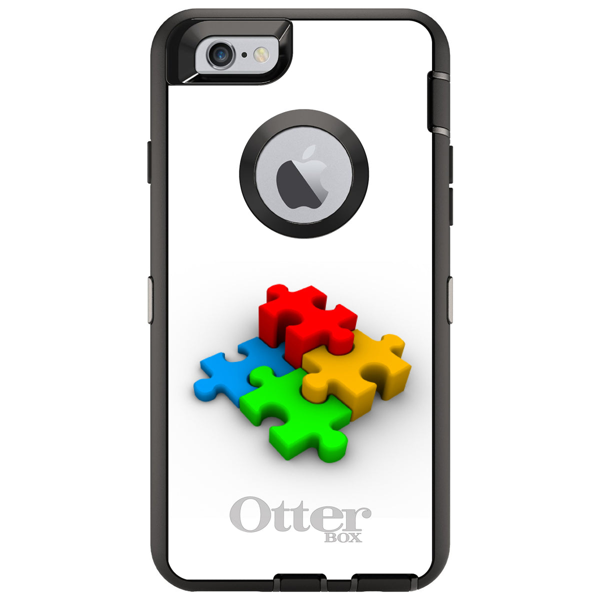 Red Blue Yellow 3D Puzzle Pieces OtterBox Defender Case for iPhone & Galaxy, view 4