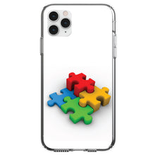 DistinctInk® Clear Shockproof Hybrid Case for Apple iPhone / Samsung Galaxy / Google Pixel - Red Blue Yellow 3D Puzzle Pieces