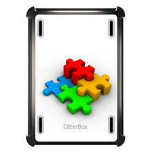 DistinctInk™ OtterBox Defender Series Case for Apple iPad / iPad Pro / iPad Air / iPad Mini - Red Blue Yellow 3D Puzzle Pieces