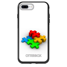 DistinctInk™ OtterBox Symmetry Series Case for Apple iPhone / Samsung Galaxy / Google Pixel - Red Blue Yellow 3D Puzzle Pieces