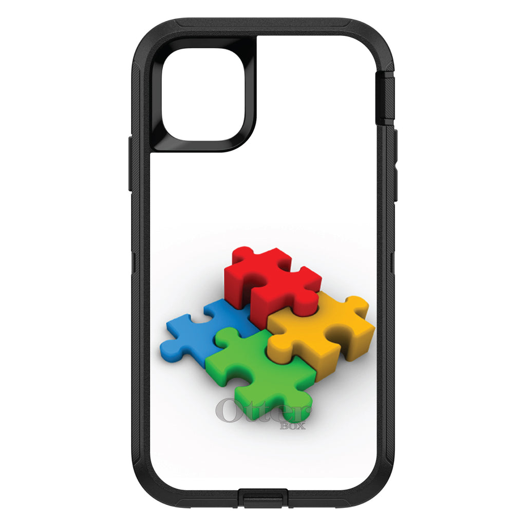 Red Blue Yellow 3D Puzzle Pieces OtterBox Defender Case for iPhone & Galaxy, view 2