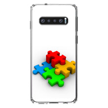 DistinctInk® Clear Shockproof Hybrid Case for Apple iPhone / Samsung Galaxy / Google Pixel - Red Blue Yellow 3D Puzzle Pieces