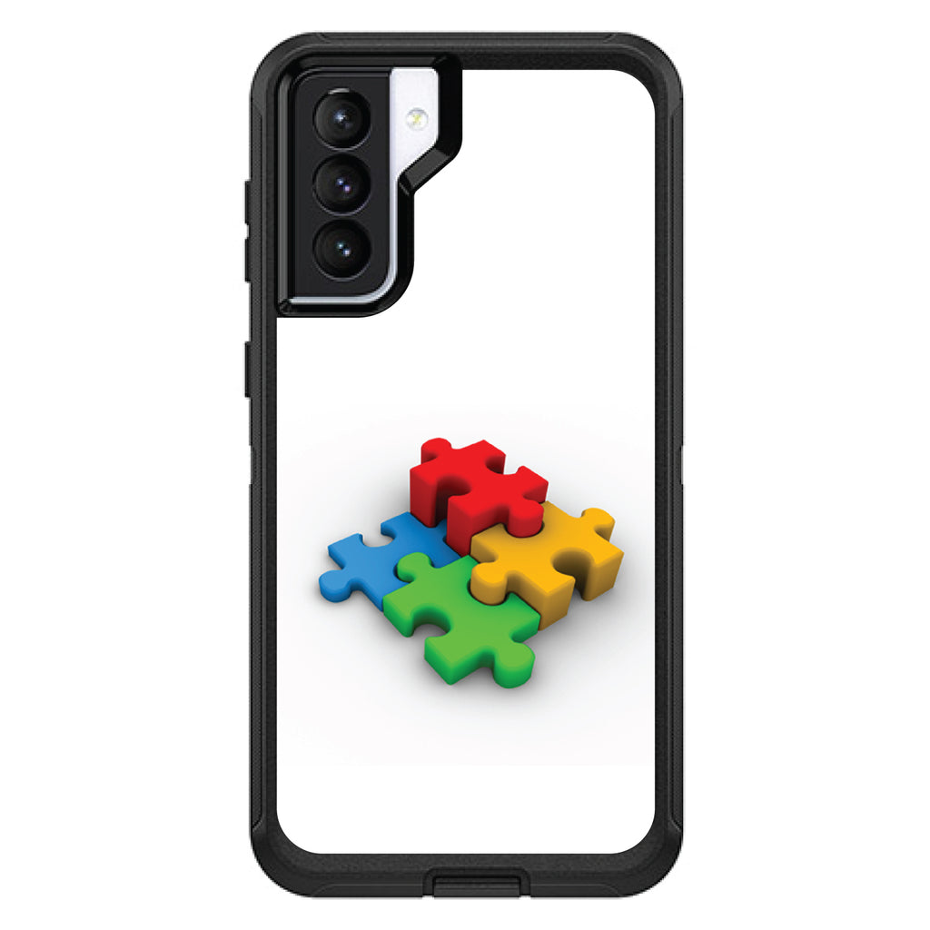 Red Blue Yellow 3D Puzzle Pieces OtterBox Defender Case for iPhone & Galaxy, view 6