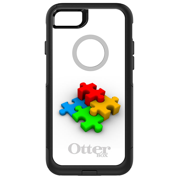DistinctInk OtterBox Commuter Series Case for Apple iPhone or Samsung Galaxy - Red Blue Yellow 3D Puzzle Pieces