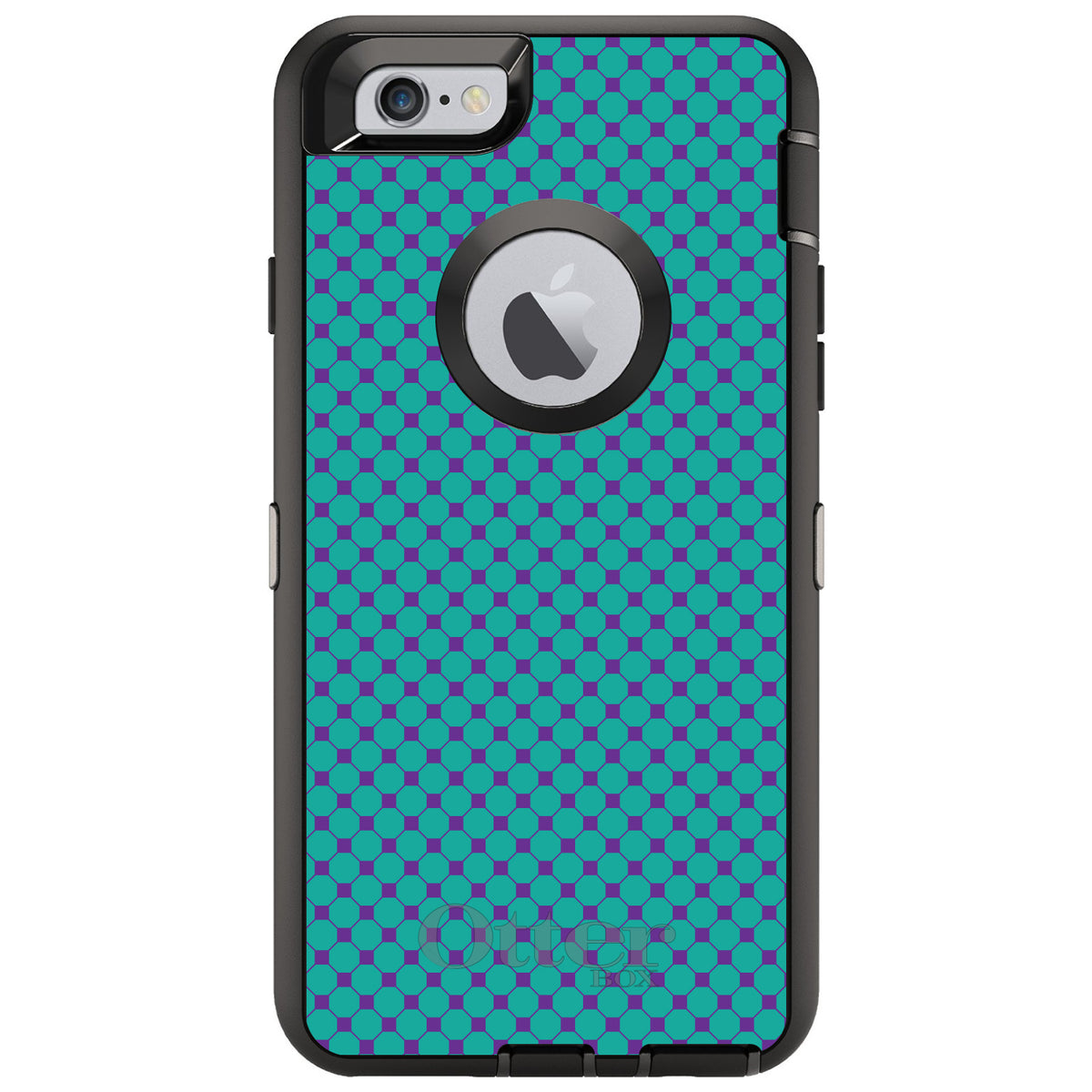 Teal Purple Checkered Pattern OtterBox Defender Case for iPhone & Galaxy, view 4
