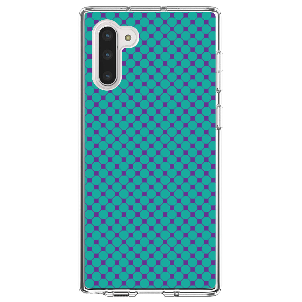Teal Purple Checkered Pattern Clear Shockproof iPhone Case, view 9
