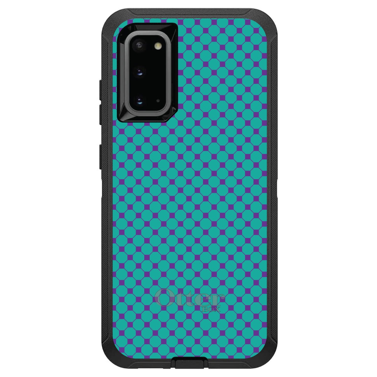 Teal Purple Checkered Pattern OtterBox Defender Case for iPhone & Galaxy, view 5
