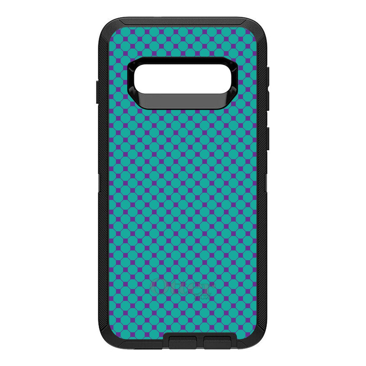 Teal Purple Checkered Pattern OtterBox Defender Case for iPhone & Galaxy, view 6