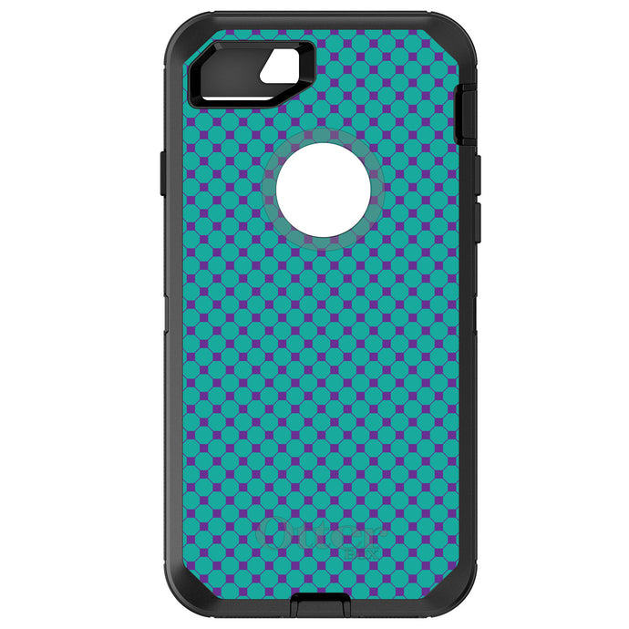 DistinctInk™ OtterBox Defender Series Case for Apple iPhone / Samsung Galaxy / Google Pixel - Teal Purple Checkered Pattern