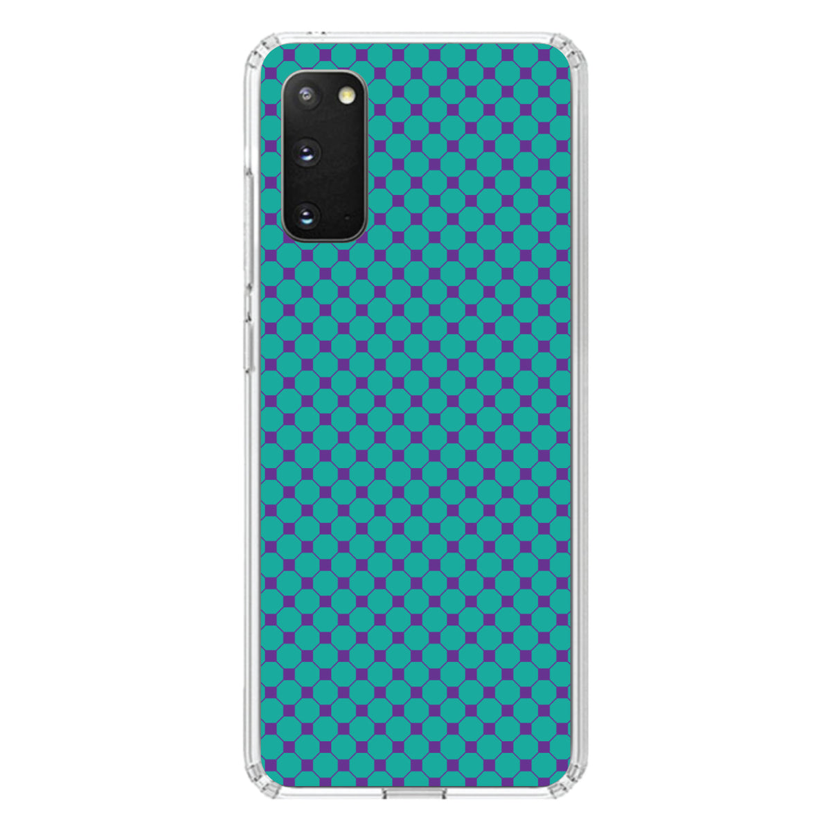 Teal Purple Checkered Pattern Clear Shockproof iPhone Case, view 14