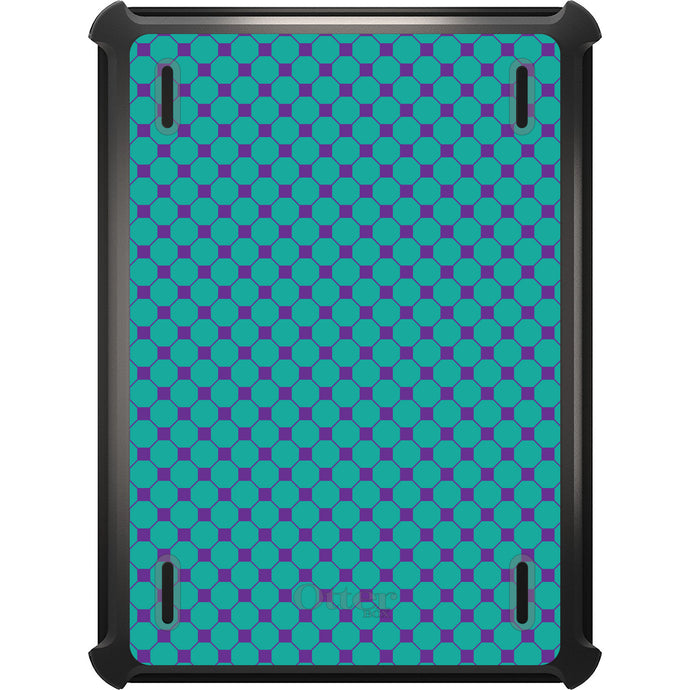 DistinctInk™ OtterBox Defender Series Case for Apple iPad / iPad Pro / iPad Air / iPad Mini - Teal Purple Checkered Pattern