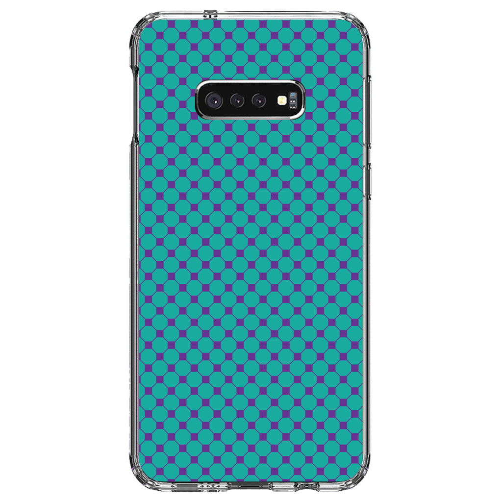 Teal Purple Checkered Pattern Clear Shockproof iPhone Case, view 18