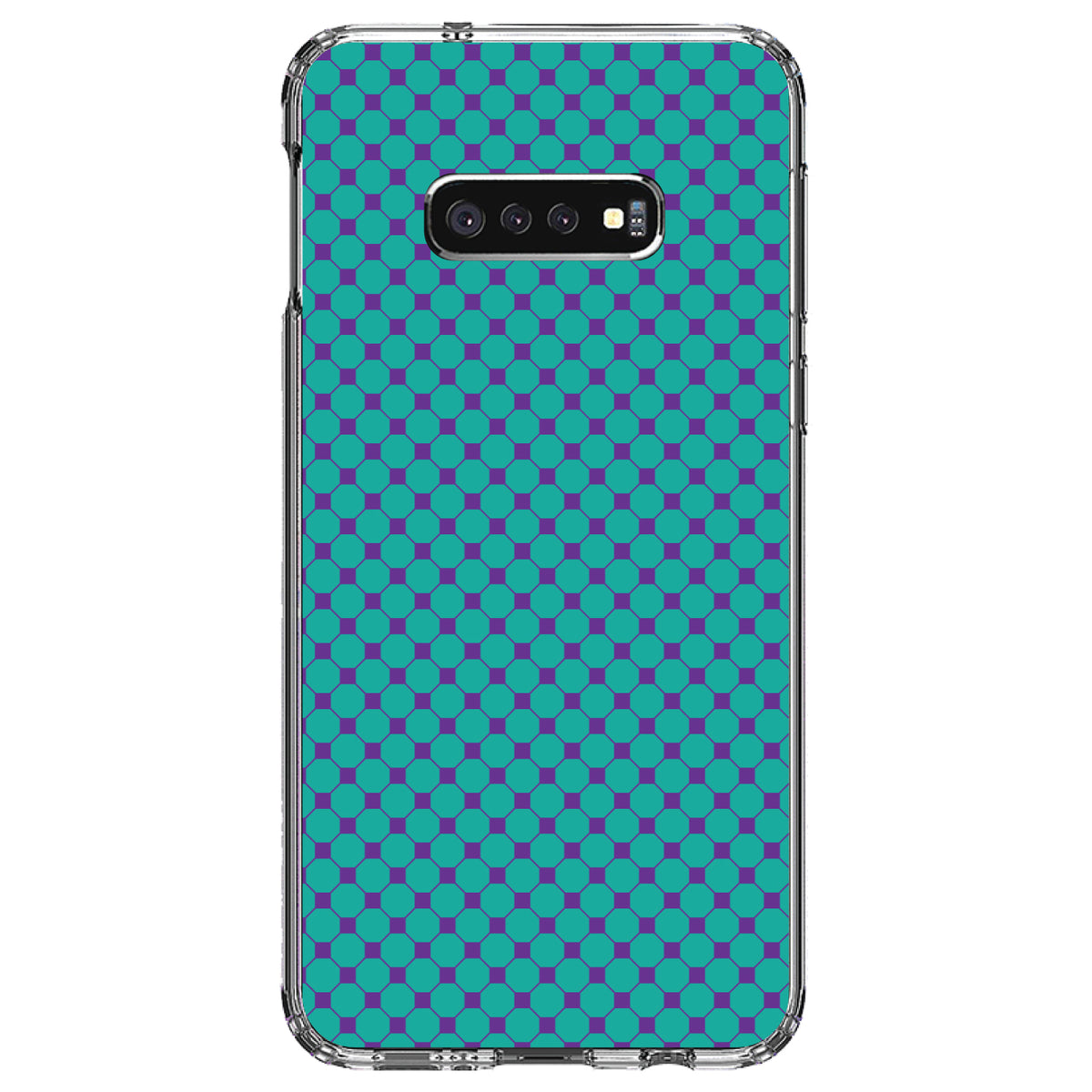 Teal Purple Checkered Pattern Clear Shockproof iPhone Case, view 18