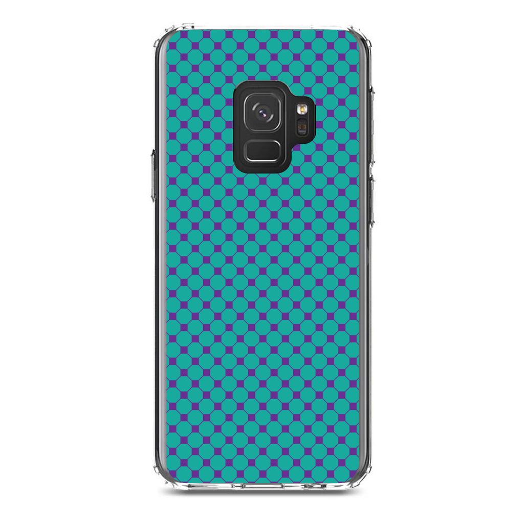 Teal Purple Checkered Pattern Clear Shockproof iPhone Case, view 19