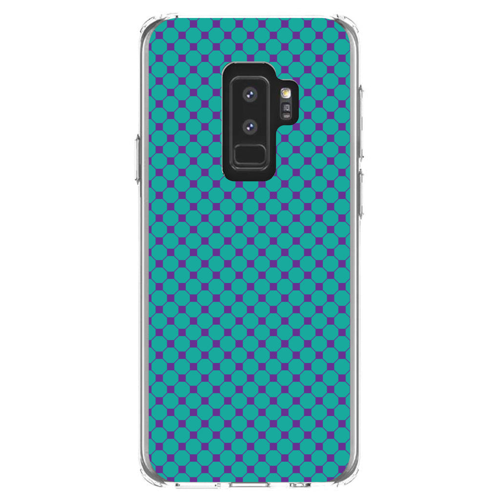 Teal Purple Checkered Pattern Clear Shockproof iPhone Case, view 20