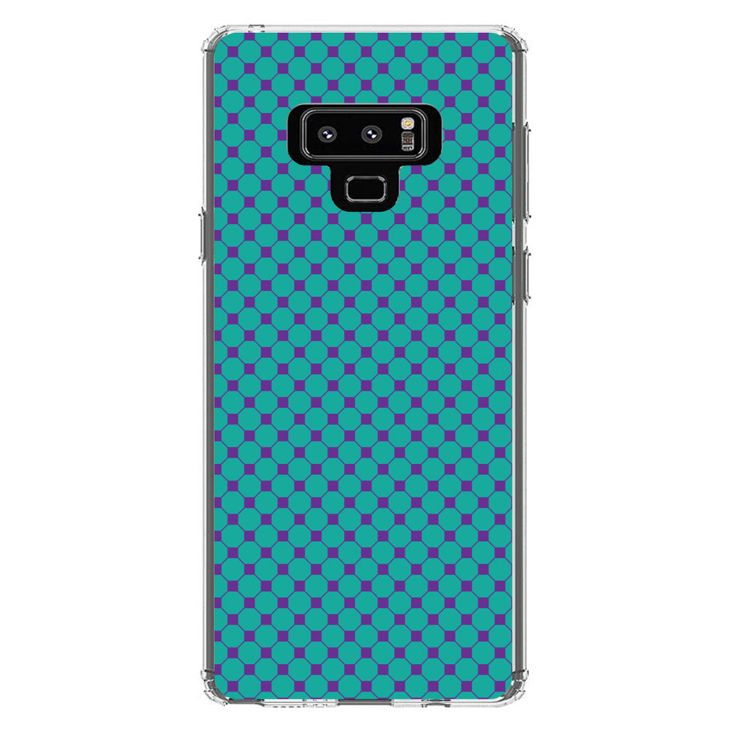 Teal Purple Checkered Pattern Clear Shockproof iPhone Case, view 11