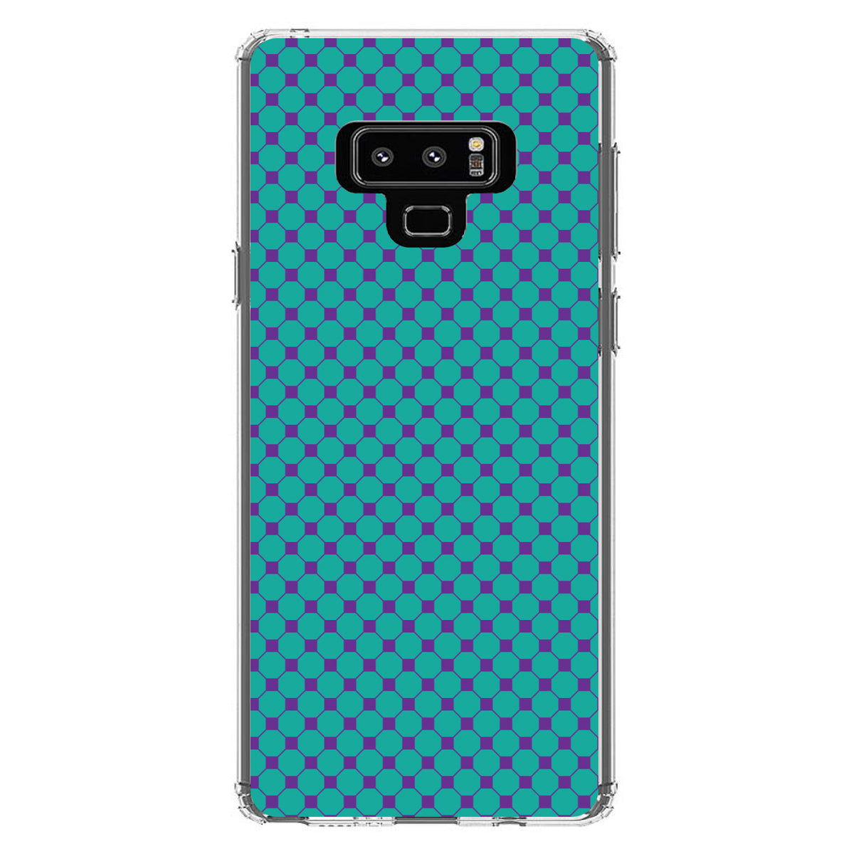 Teal Purple Checkered Pattern Clear Shockproof iPhone Case, view 11