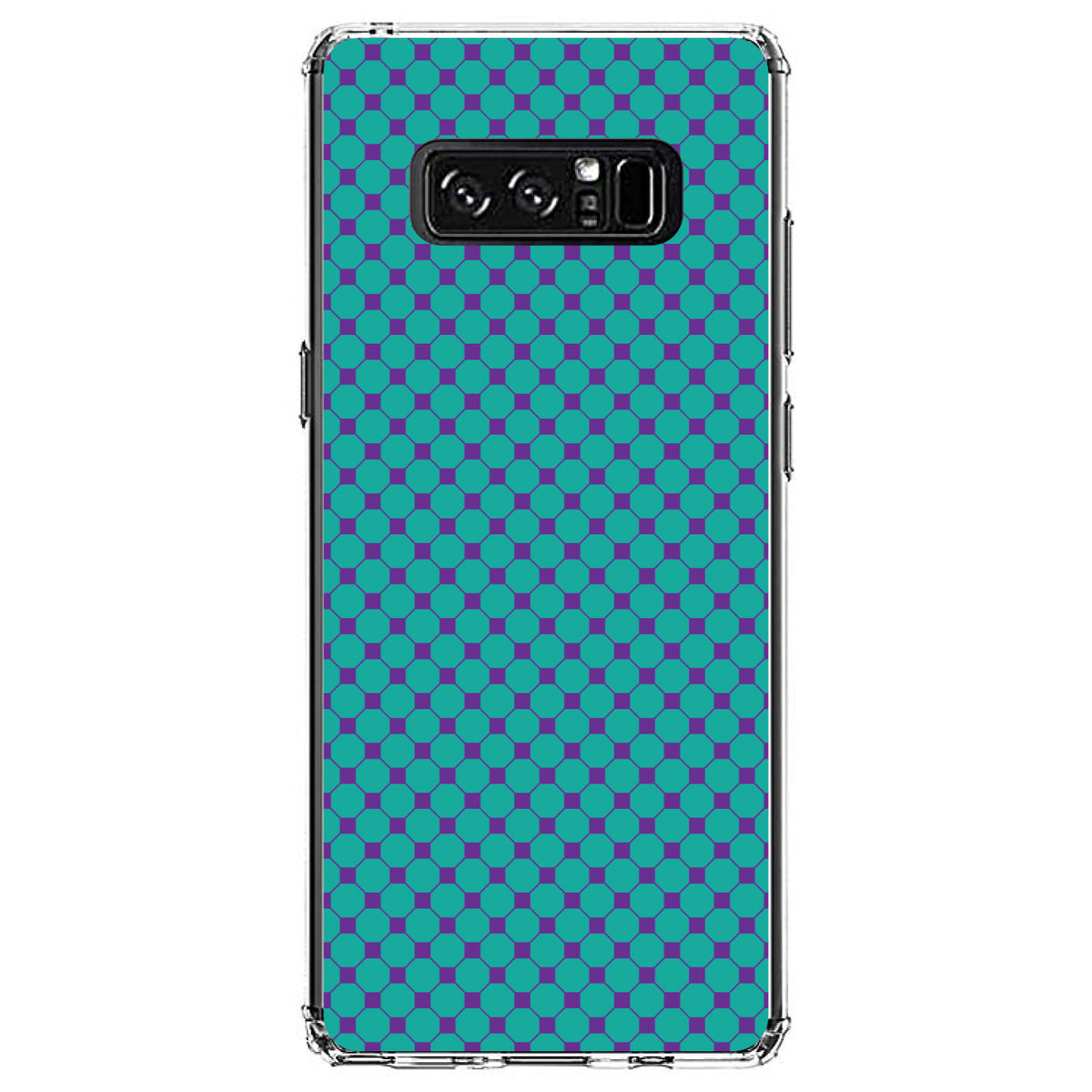 Teal Purple Checkered Pattern Clear Shockproof iPhone Case, view 12