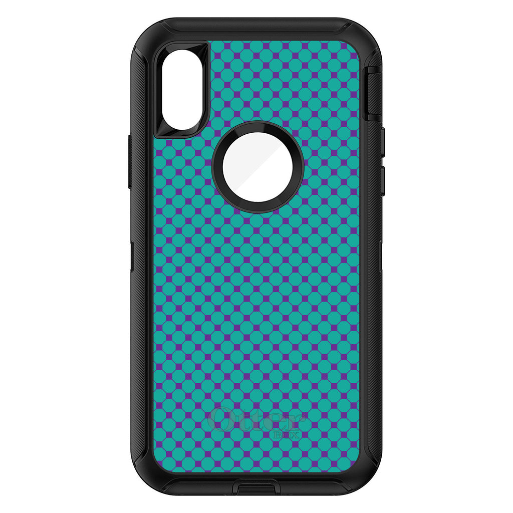 Teal Purple Checkered Pattern OtterBox Defender Case for iPhone & Galaxy, view 3