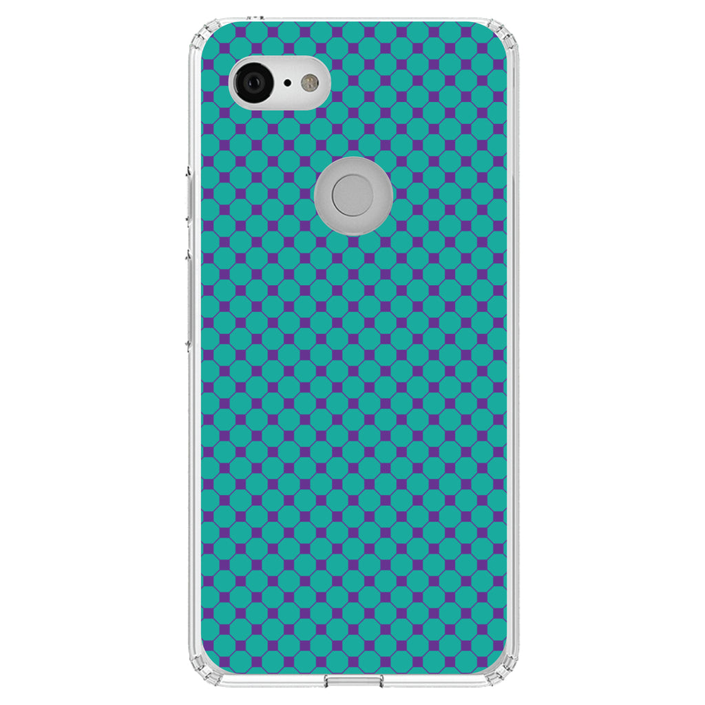 Teal Purple Checkered Pattern Clear Shockproof iPhone Case, view 22
