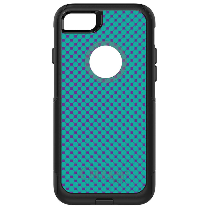 DistinctInk OtterBox Commuter Series Case for Apple iPhone or Samsung Galaxy - Teal Purple Checkered Pattern