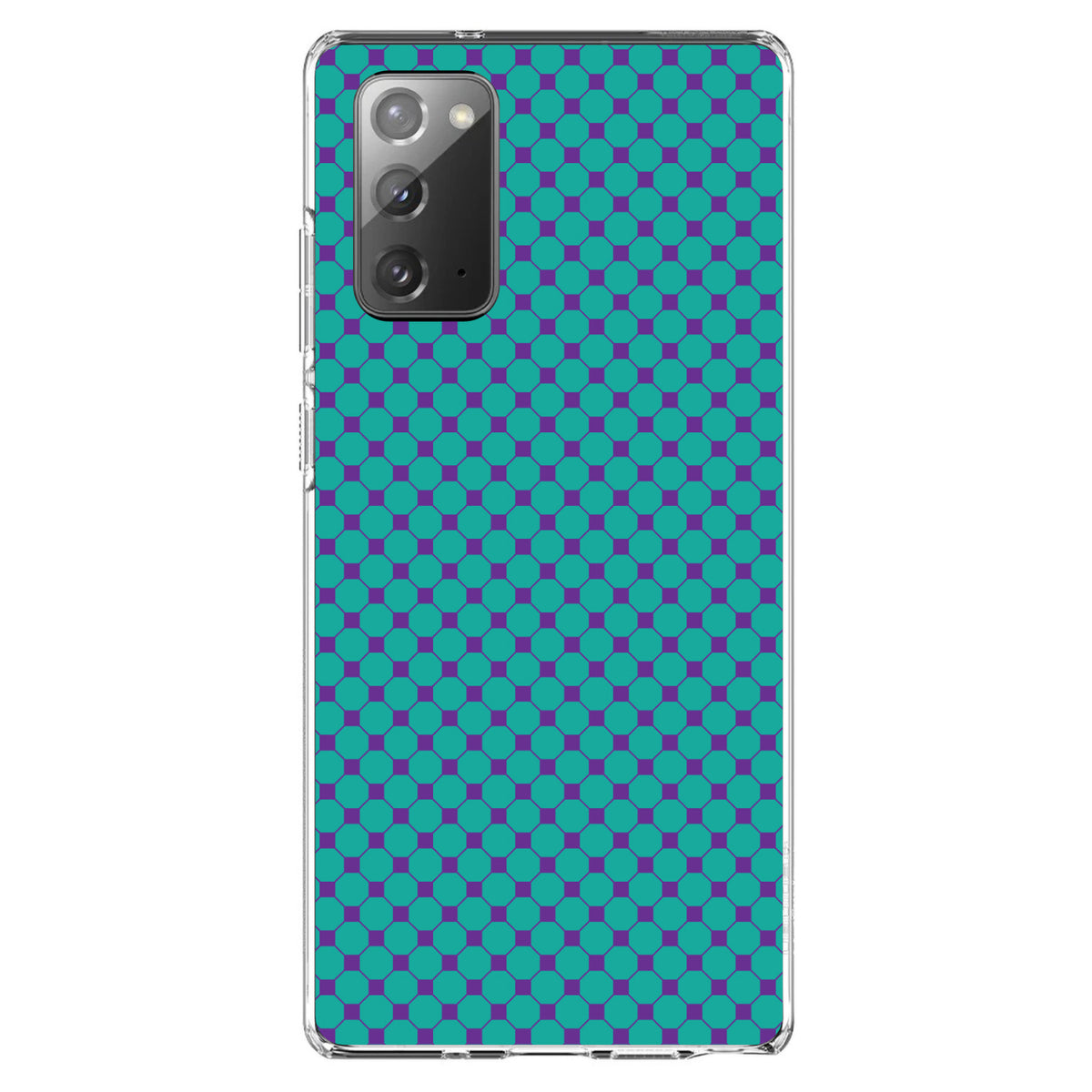 Teal Purple Checkered Pattern Clear Shockproof iPhone Case, view 7