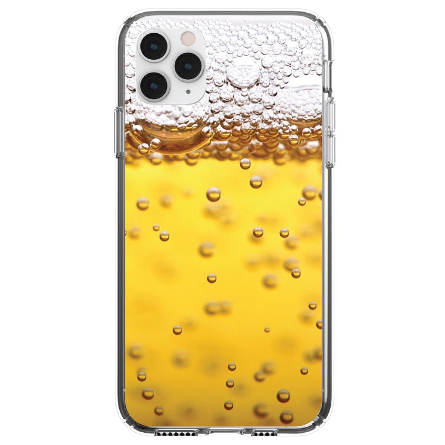DistinctInk® Clear Shockproof Hybrid Case for Apple iPhone / Samsung Galaxy / Google Pixel - Beer Glass Foam Bubbles