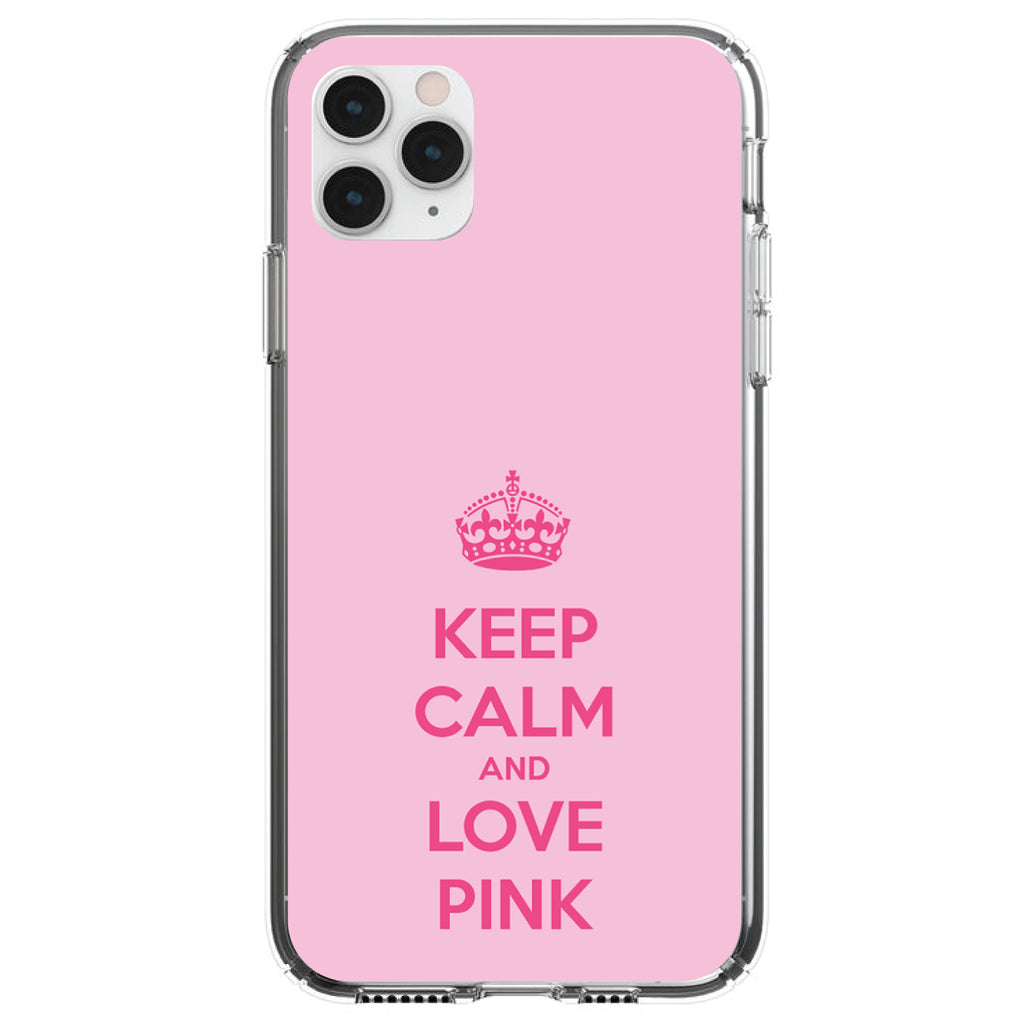 Keep Calm and Love Pink Clear Shockproof iPhone Case