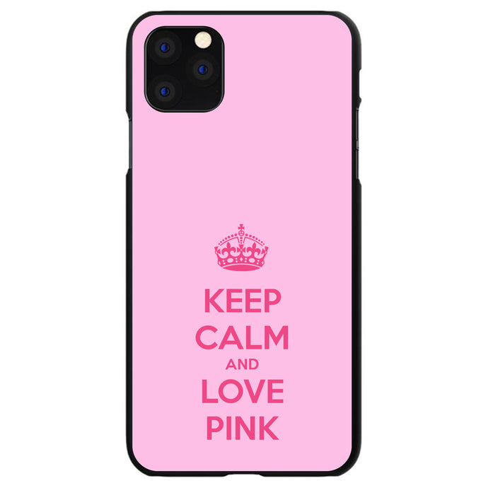 DistinctInk® Hard Plastic Snap-On Case for Apple iPhone or Samsung Galaxy - Keep Calm and Love Pink