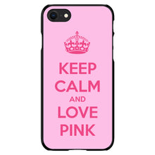 DistinctInk® Hard Plastic Snap-On Case for Apple iPhone or Samsung Galaxy - Keep Calm and Love Pink