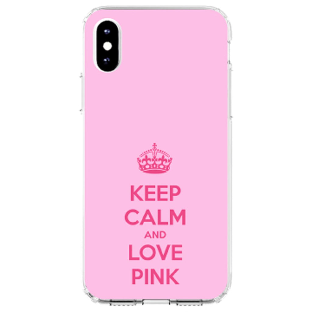 Keep Calm and Love Pink Clear Shockproof iPhone Case, view 4