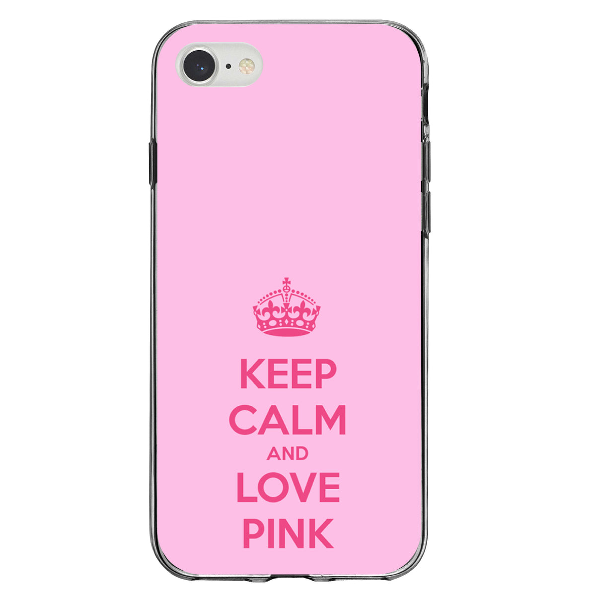 Keep Calm and Love Pink Clear Shockproof iPhone Case, view 5