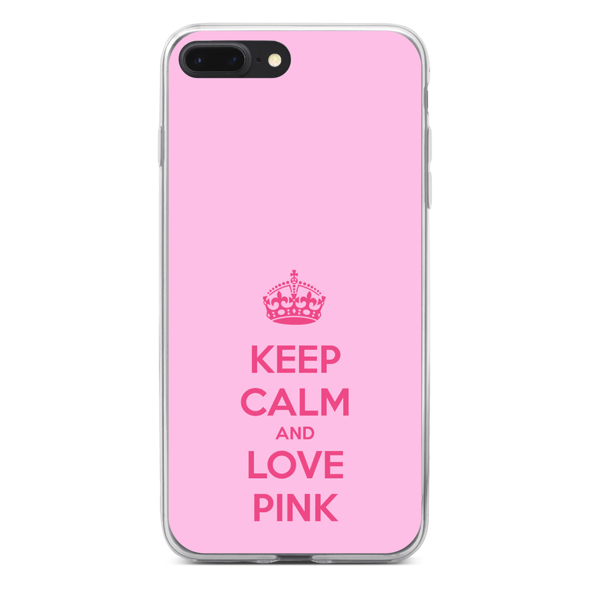 Keep Calm and Love Pink Clear Shockproof iPhone Case, view 6