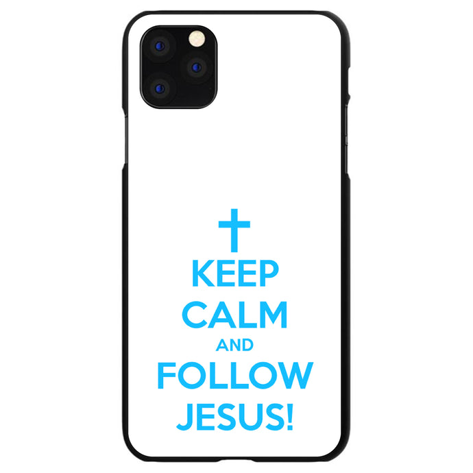DistinctInk® Hard Plastic Snap-On Case for Apple iPhone or Samsung Galaxy - Keep Calm and Follow Jesus